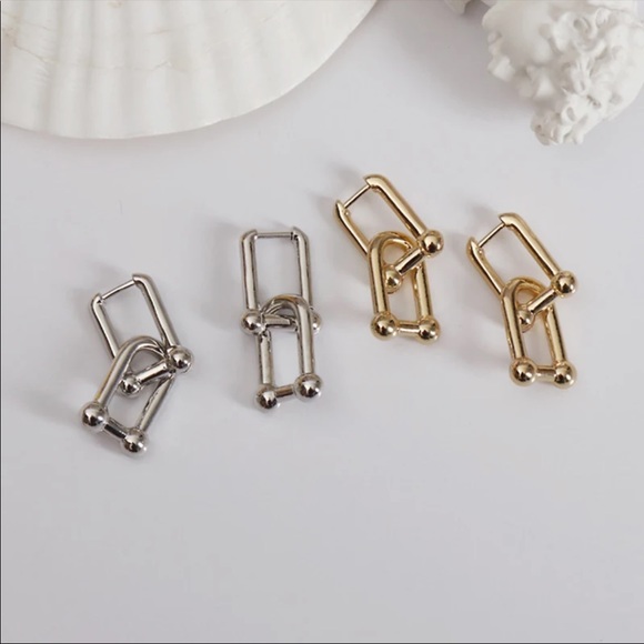 NEW 925 STERLING SILVER LOCK CLIP PUNK EARRINGS - Picture 5 of 6